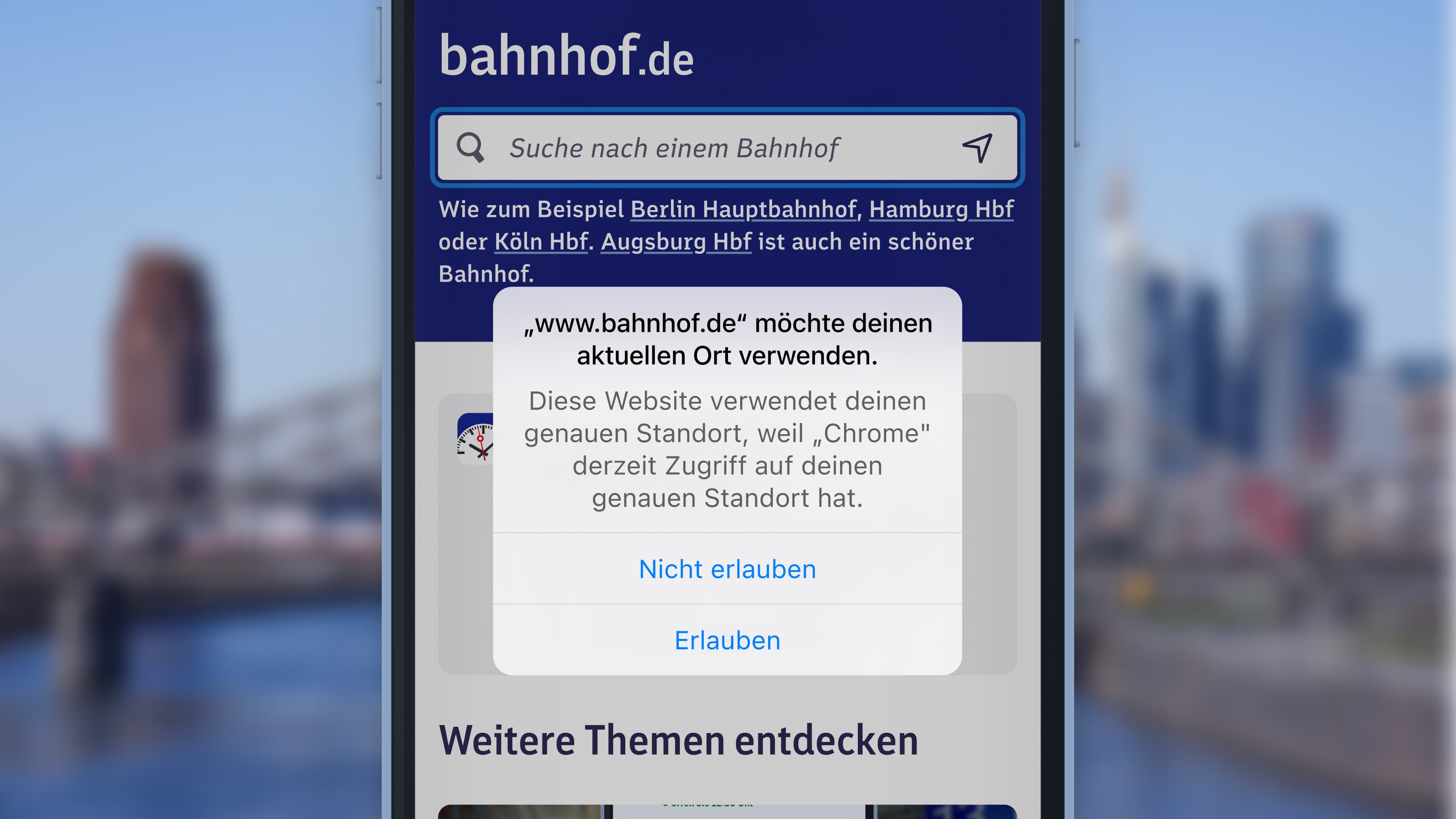 Ansicht des Browser-Dialogs zur Freigabe des Standorts.