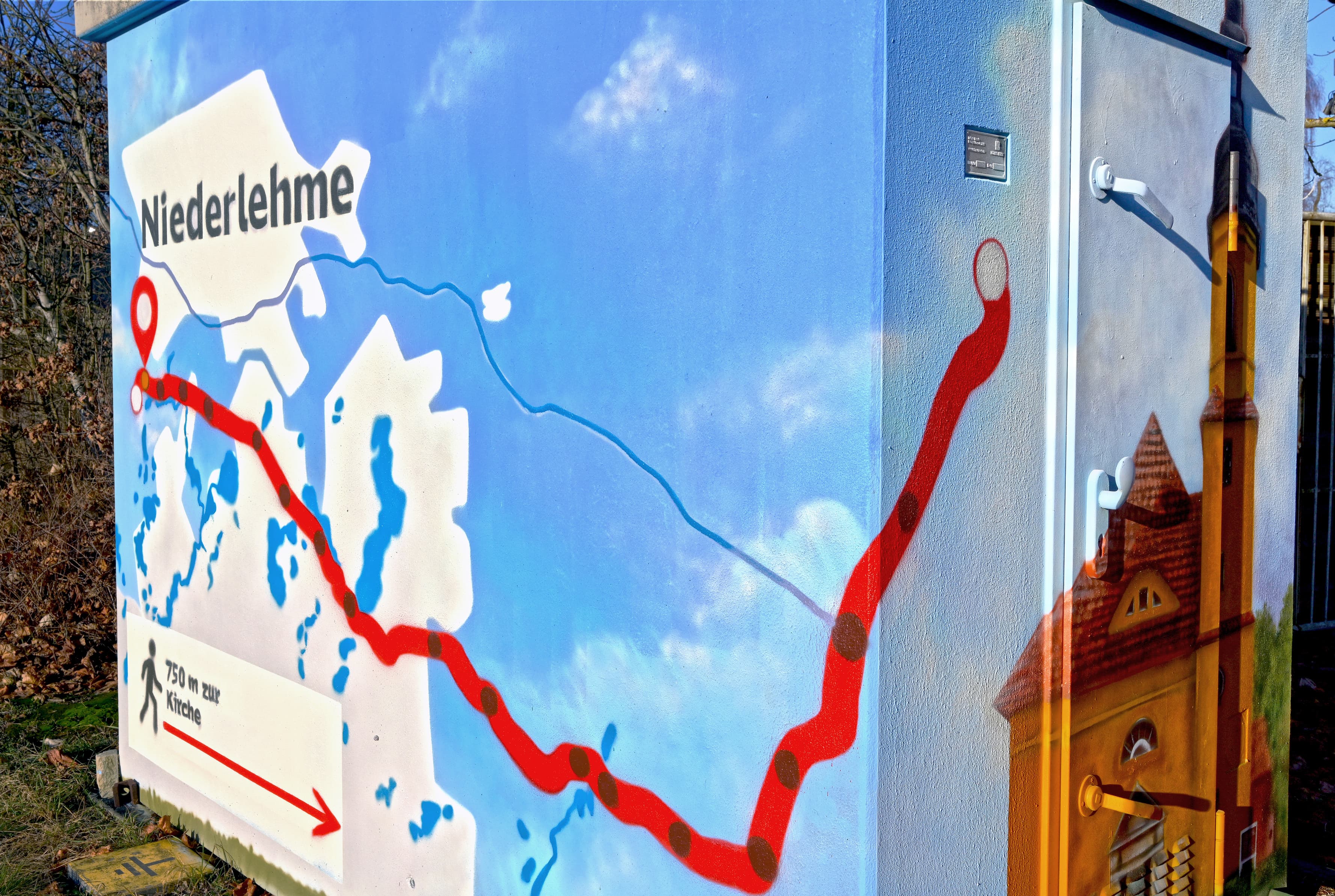 Detailaufnahme des neu gestalteten Trafohäuschen.