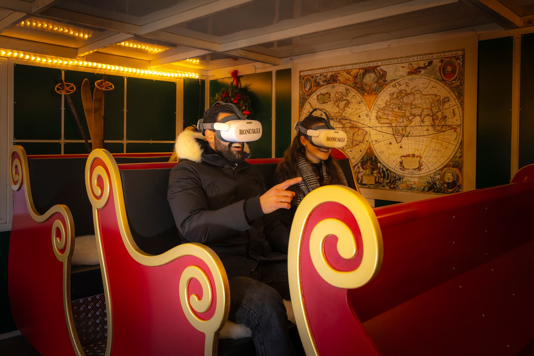 VR-Schlittenfahrt auf dem Weihnachtsdorf