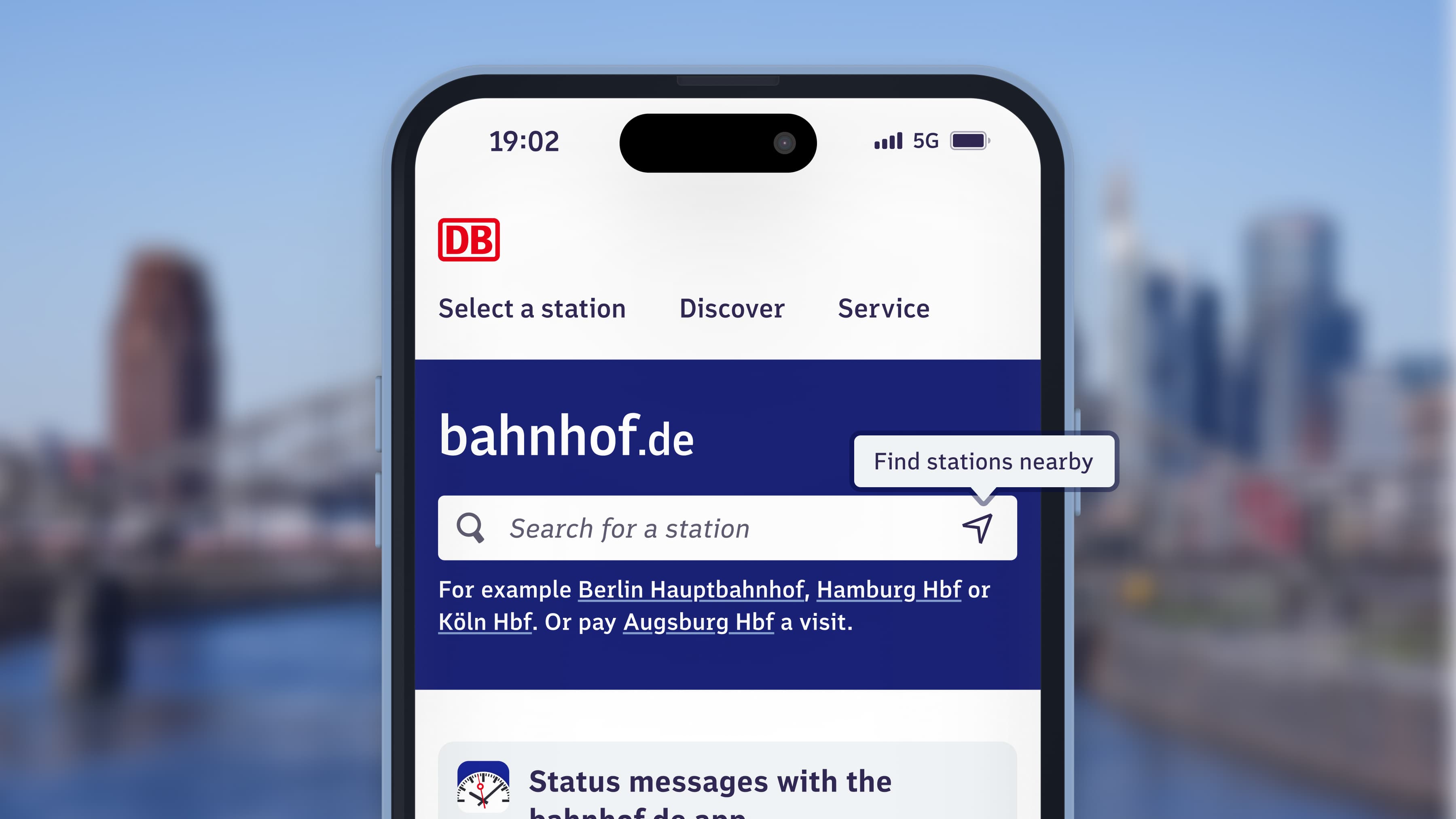 View of a browser dialogue box for enabling the localisation function for the bahnhof.de website