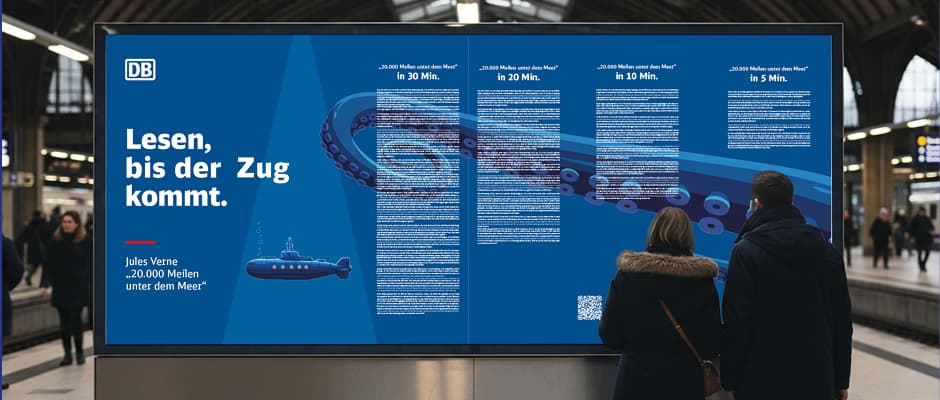 Die Umsetzung des Projekts „Lesen bis der Zug kommt" mit dem Werk „20.000 Meilen unter dem Meer" von Jules Verne.