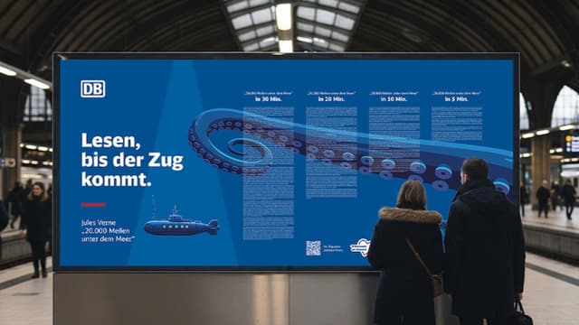 Die Umsetzung des Projekts „Lesen bis der Zug kommt" mit dem Werk „20.000 Meilen unter dem Meer" von Jules Verne.