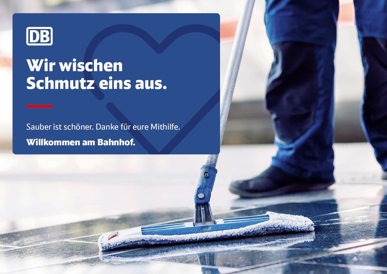 A poster from the cleanliness campaign at stations.