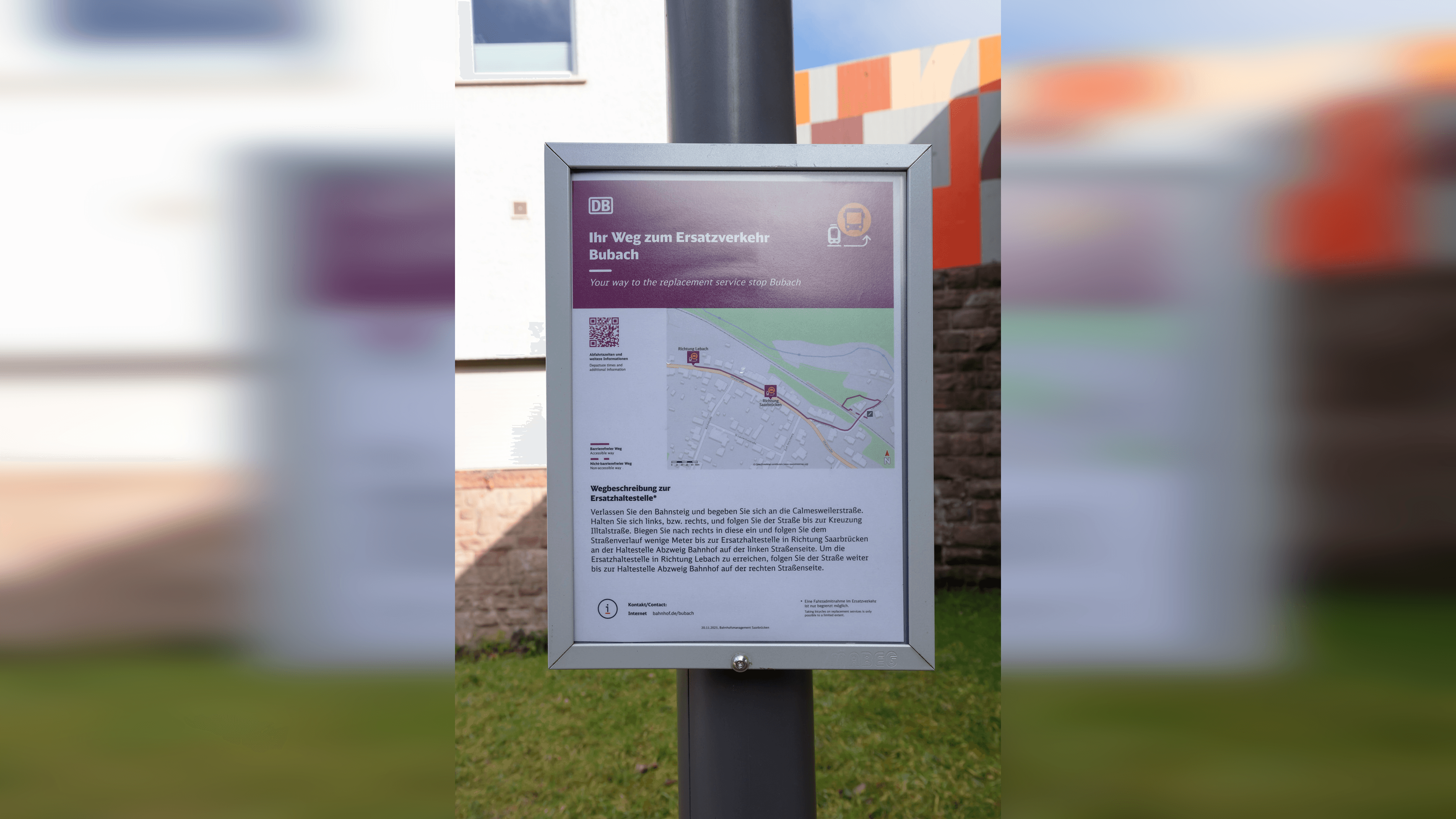 Detailaufnahme Lageplan für Schienenerstzverkehr.